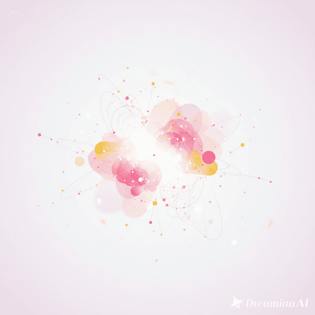 Abstract background with pink and yellow gradients and network lines